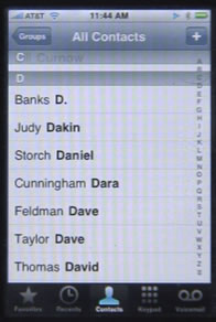 iPhone Contacts List