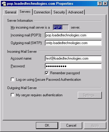 Outlook Express Email Propertis Dialog Box