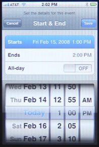 iPhone Calendar Start and End