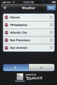 iPhone Weather List