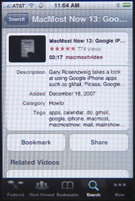 iPhone You Tube Video Information