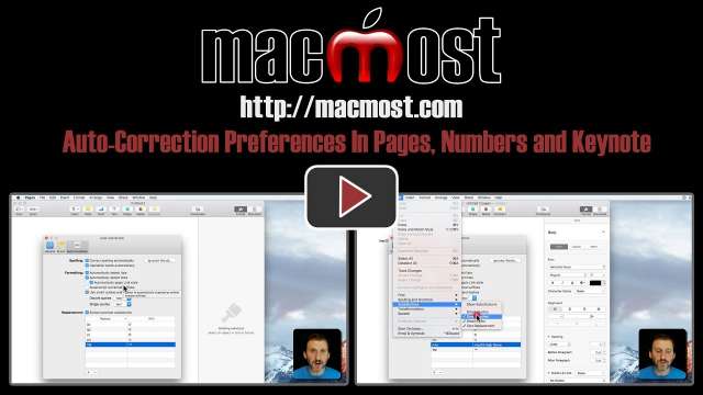 Auto-Correction Preferences In Pages, Numbers and Keynote