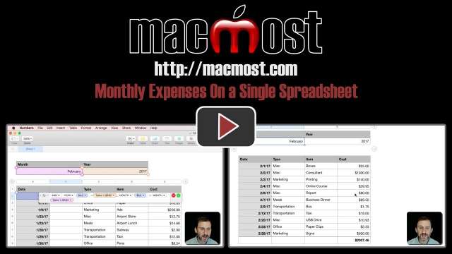 Monthly Expenses On a Single Spreadsheet