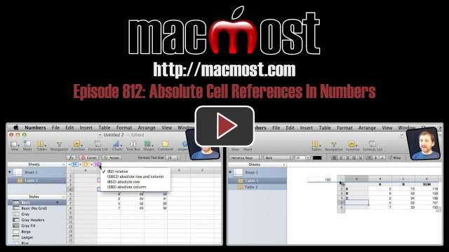 MacMost Now 812: Absolute Cell References In Numbers