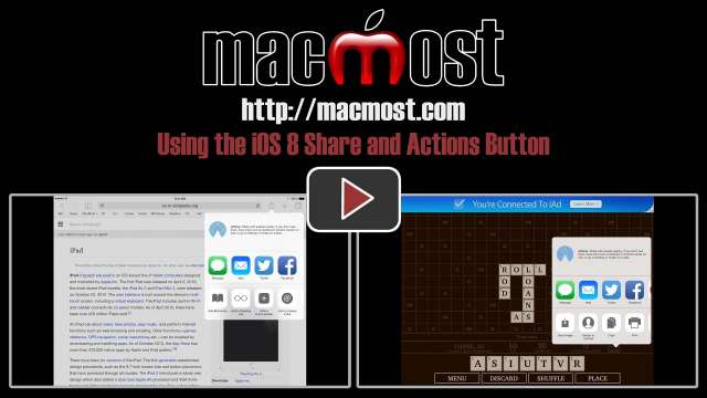 Using the iOS 8 Share and Actions Button