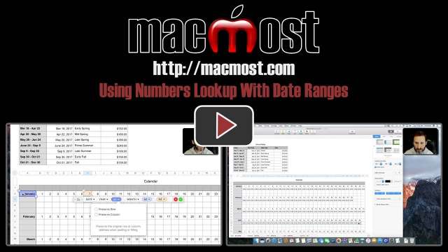 Using Numbers Lookup With Date Ranges