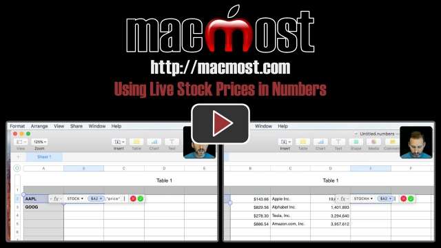 Using Live Stock Prices in Numbers