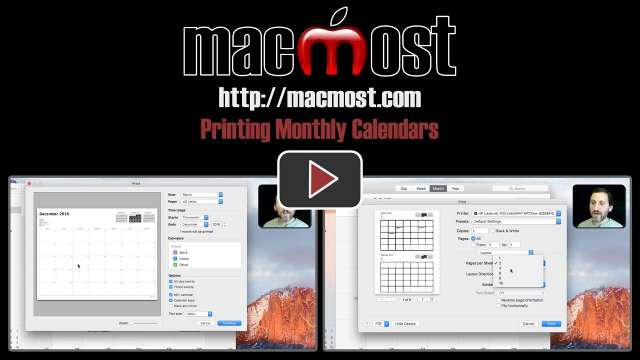 Printing Monthly Calendars