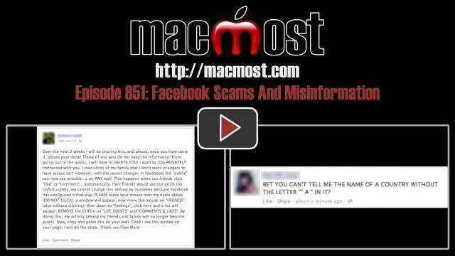 MacMost Now 851: Facebook Scams And Misinformation