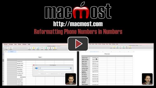 Reformatting Phone Numbers in Numbers