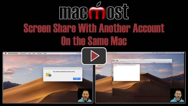 Screen Share With Another Account On the Same Mac