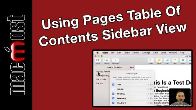 Using Pages Table Of Contents Sidebar View