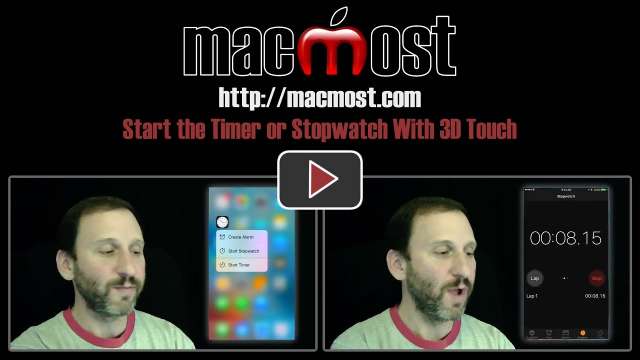 Start the Timer or Stopwatch With 3D Touch