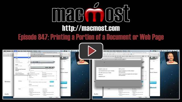 MacMost Now 847: Printing a Portion Of a Document Or Web Page