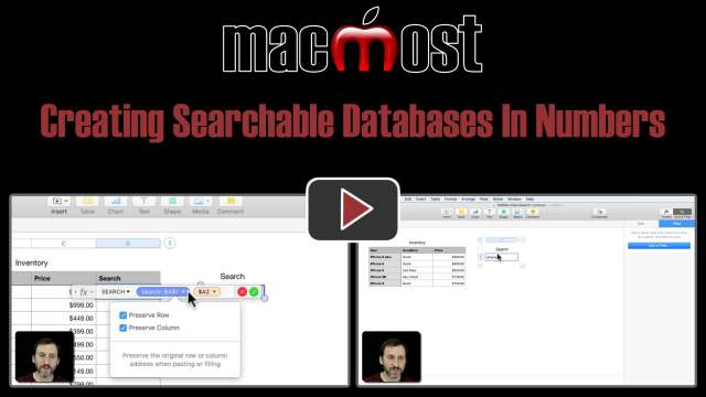 Creating Searchable Databases In Numbers