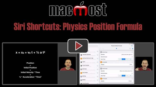 Siri Shortcuts: Physics Position Formula