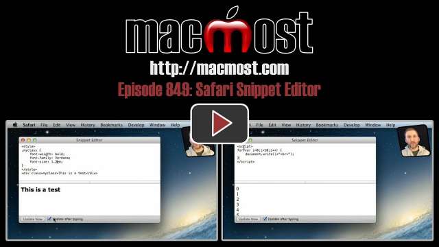 MacMost Now 849: Safari Snippet Editor