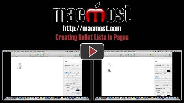 Creating Bullet Lists In Pages