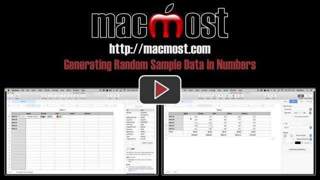 Generating Random Sample Data in Numbers