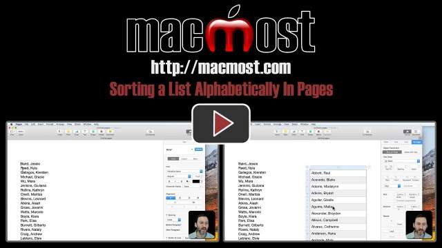 Sorting a List Alphabetically In Pages