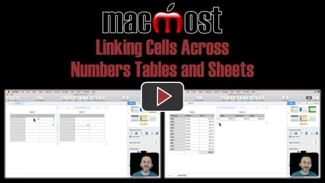 Linking Cells Across Numbers Tables and Sheets