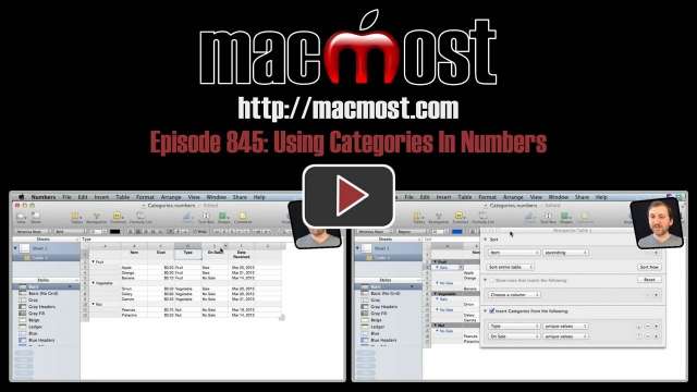 MacMost Now 845: Using Categories In Numbers