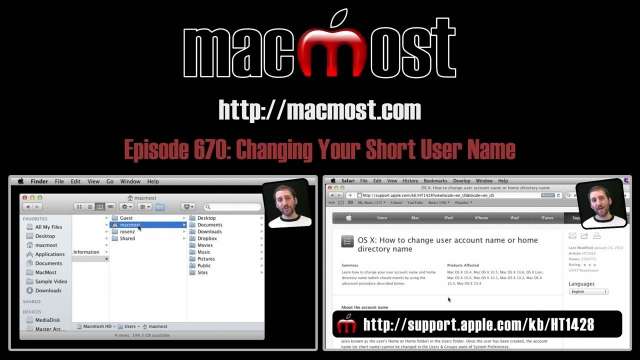 MacMost Now 670: Changing Your Short User Name