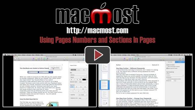Using Pages Numbers and Sections In Pages